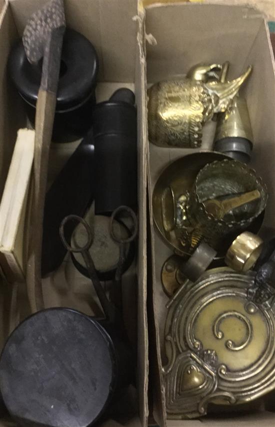 Collection of brassware & ebony(-)